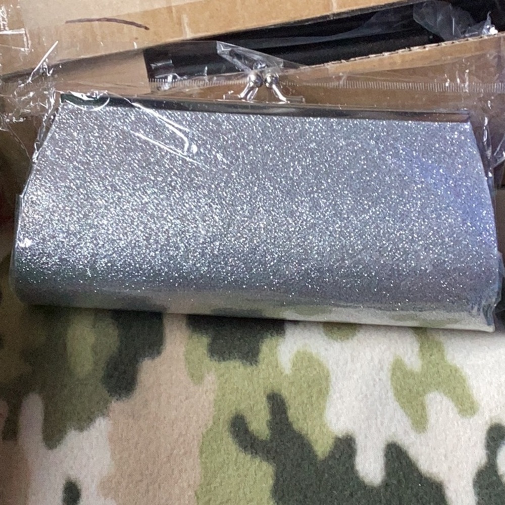 Silver Glitter Clutch Bag